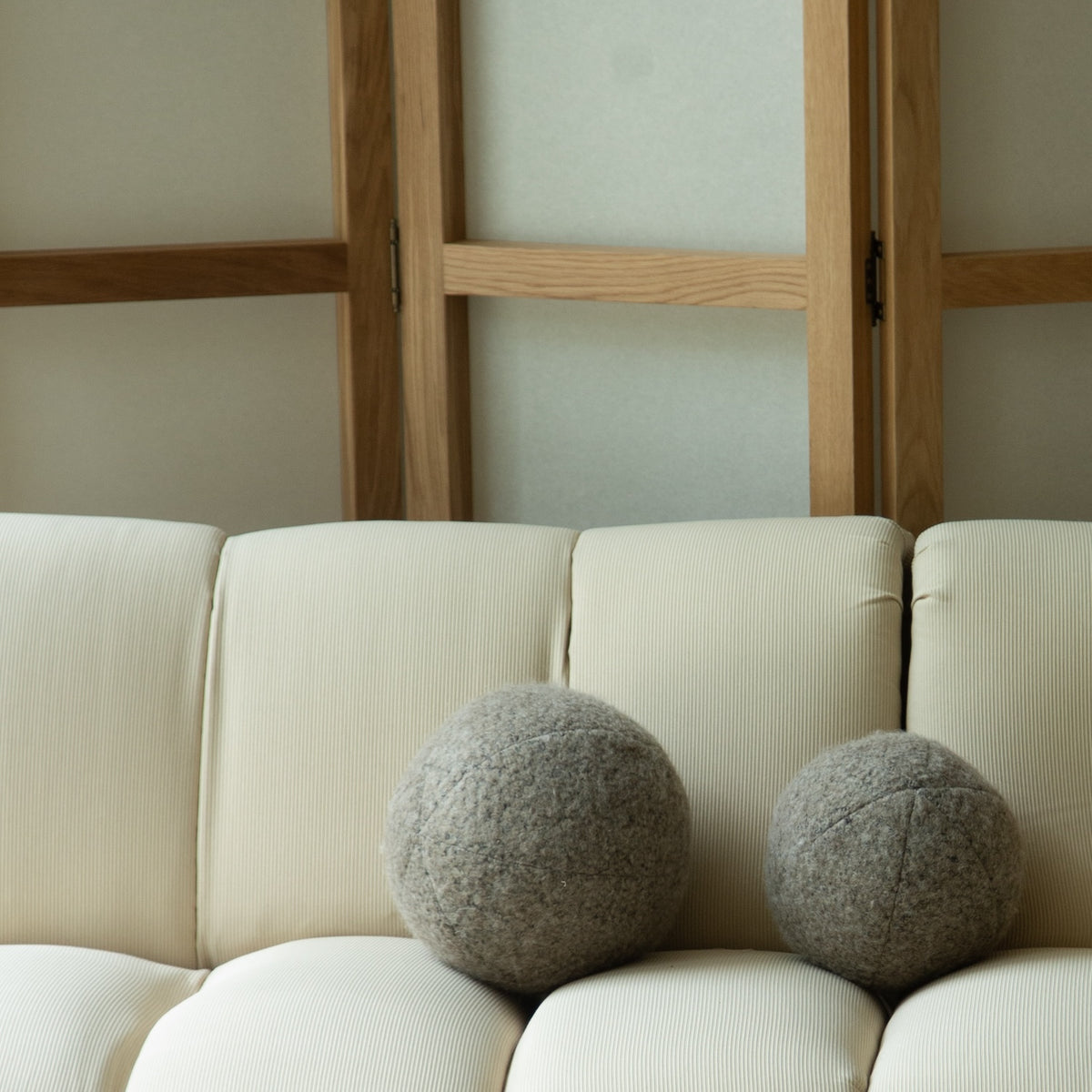 Teddy Sphere Pillow - Mushroom-Throw Pillows-House of Leon