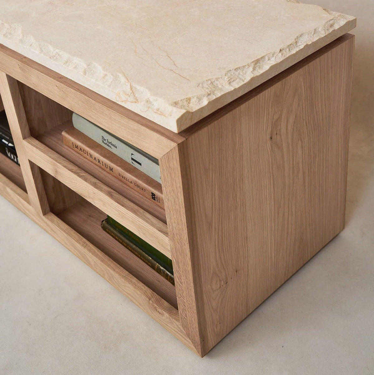 Sofita Marble Media Console - White Oak-Media Storage Cabinets & Racks-House of Leon