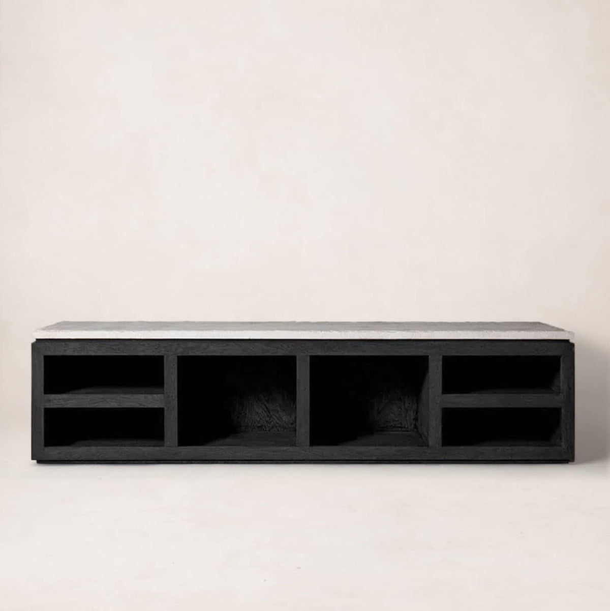 Sofita Marble Media Console - Black-Media Storage Cabinets & Racks-House of Leon