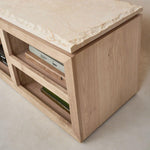 Sofita Marble Media Console - White Oak-Media Storage Cabinets & Racks-House of Leon