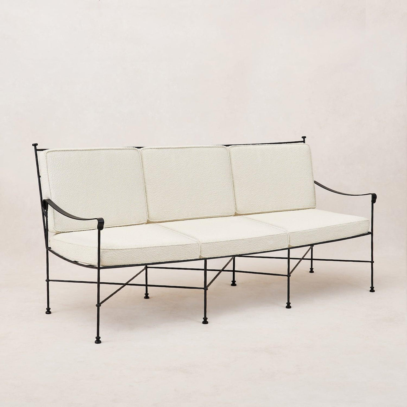 Provence 3 Seater Outdoor Sofa Ivory Boucle Iron