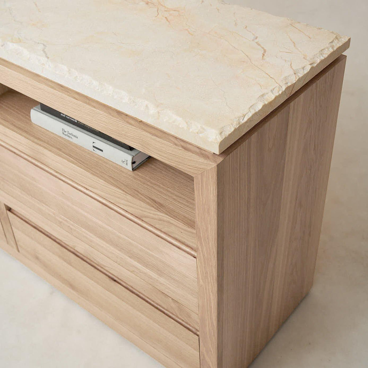 Sofita White Marble Dresser with Solid Oak Base Sofita White Marble Dresser with Solid Oak Base